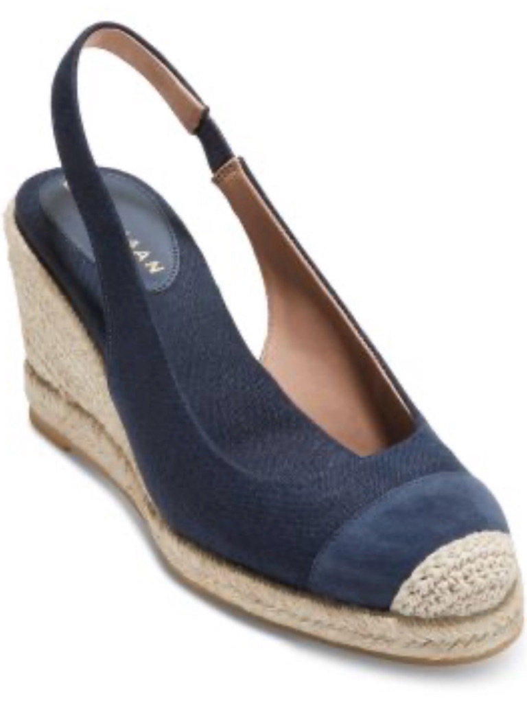 Cole Haan Navy Espadrille Cloudfeel Slingback Wedge